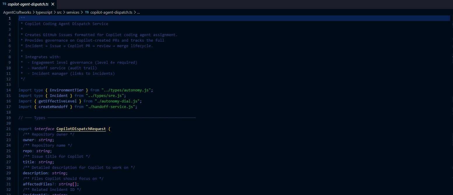 AgentCraftworks Copilot Agent Dispatch Service code